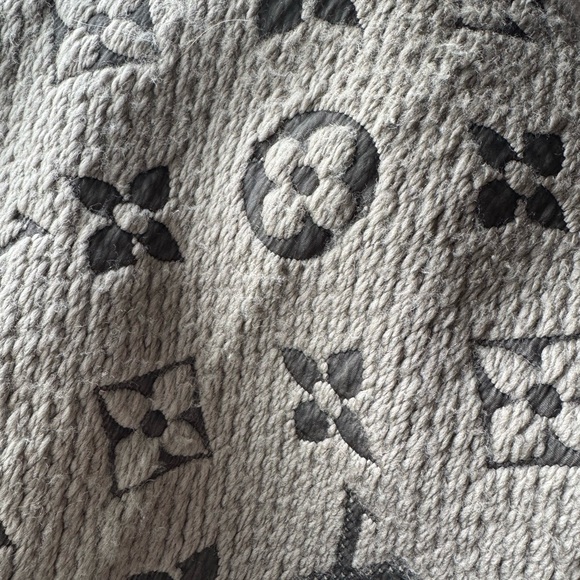 AUTHENTIC LOUIS VUITTON Grey Wool/Silk Logomania Scarf - Picture 4 of 9